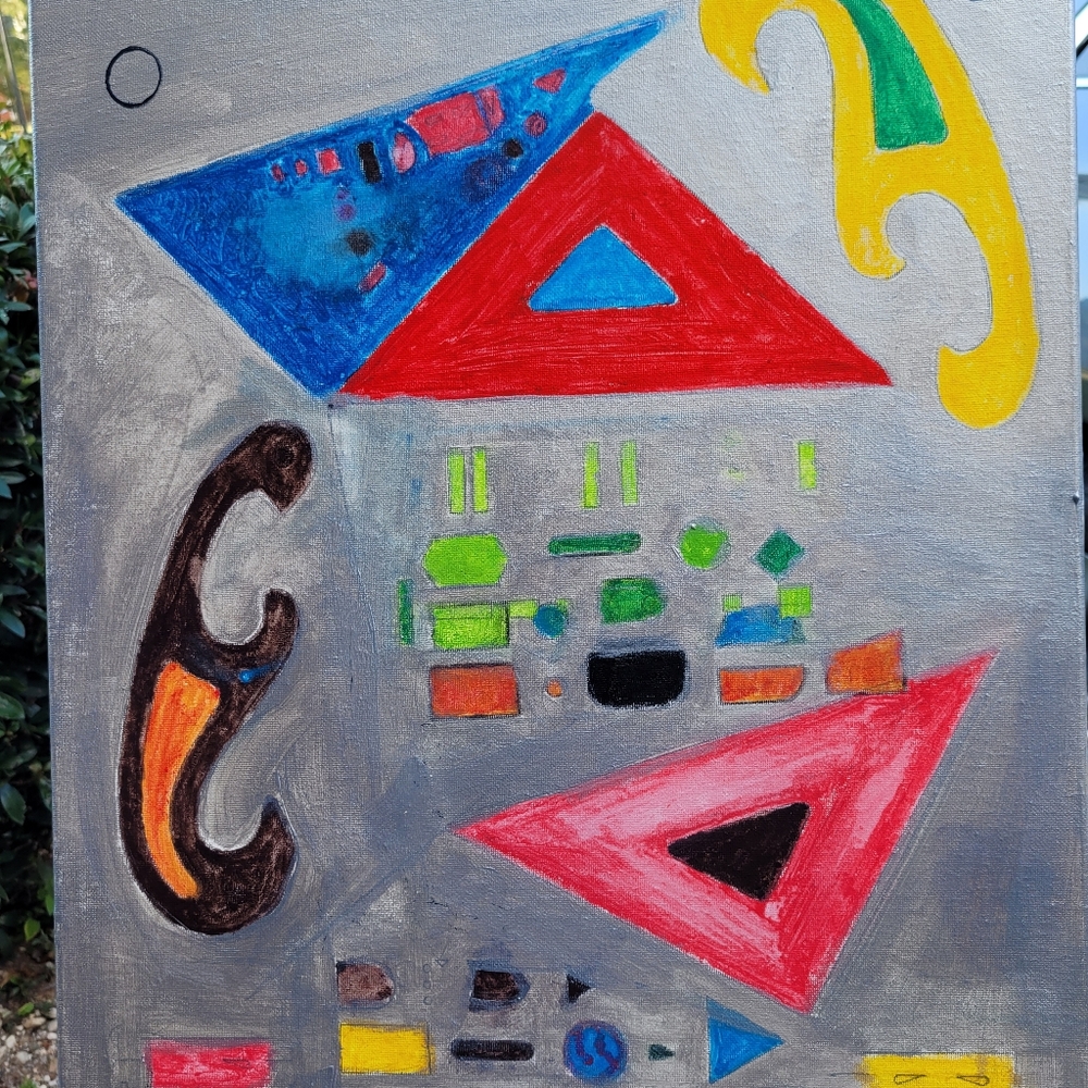 Metrics, original painting in watercolors on canvas 16x20